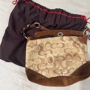 Coach Beige and Brown Shoulder Bag
